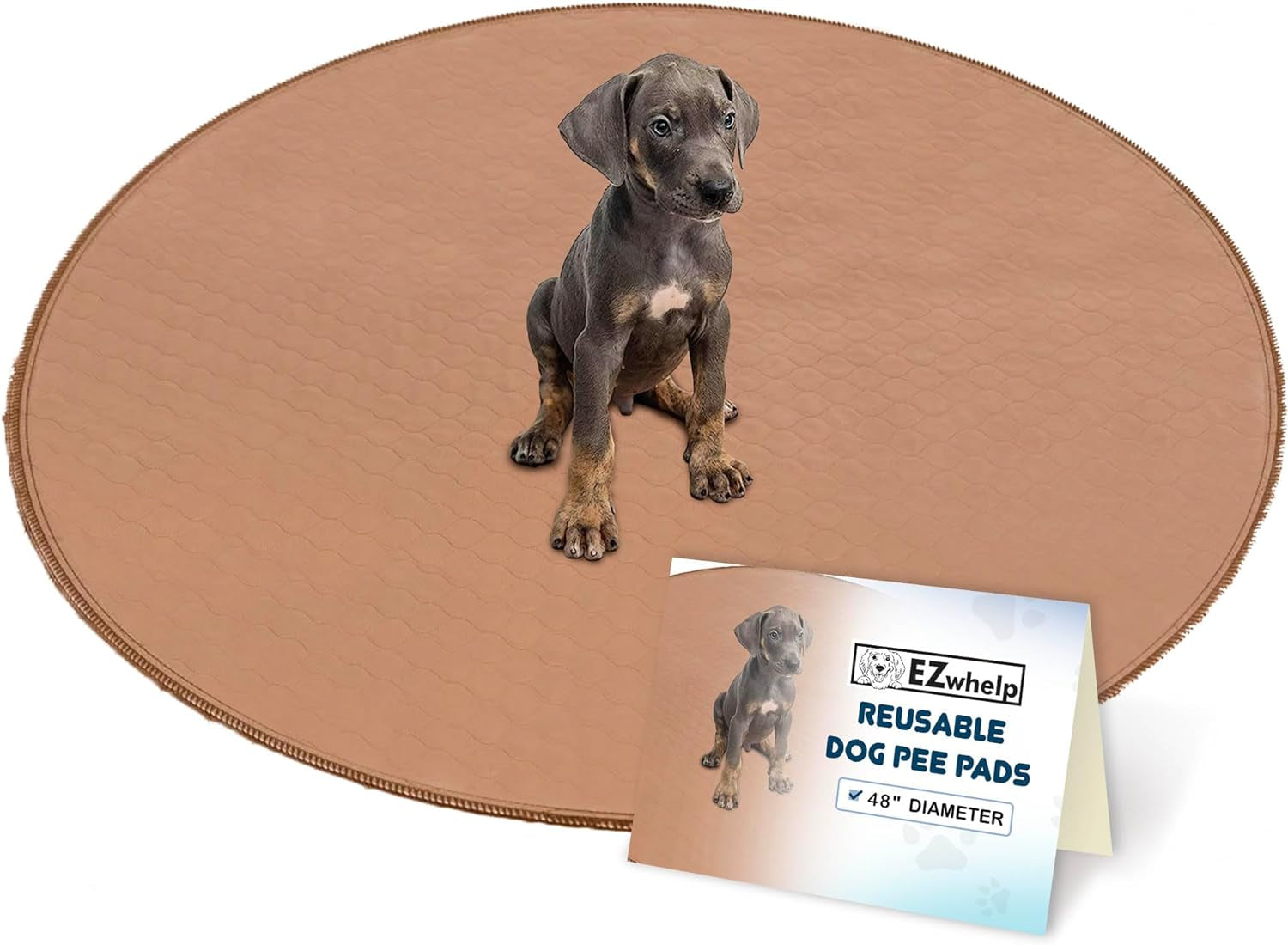 Washable Pee Pads for Dogs - Waterproof and Reusable Training Floor Pads, Whelping Dog Pee Pads, Absorbent Dog Training Bed, Puppy Training Pads Supplies, Absorbent Pet Pen Floor Pad, 48-In