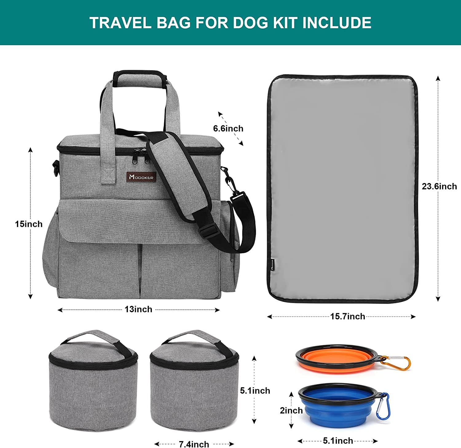 Airline Approved Pet Travel Bag, Weekend Dog Travel Set for Dog and Cat, Airline Approved Tote Organizer with Multi-Function Pockets
