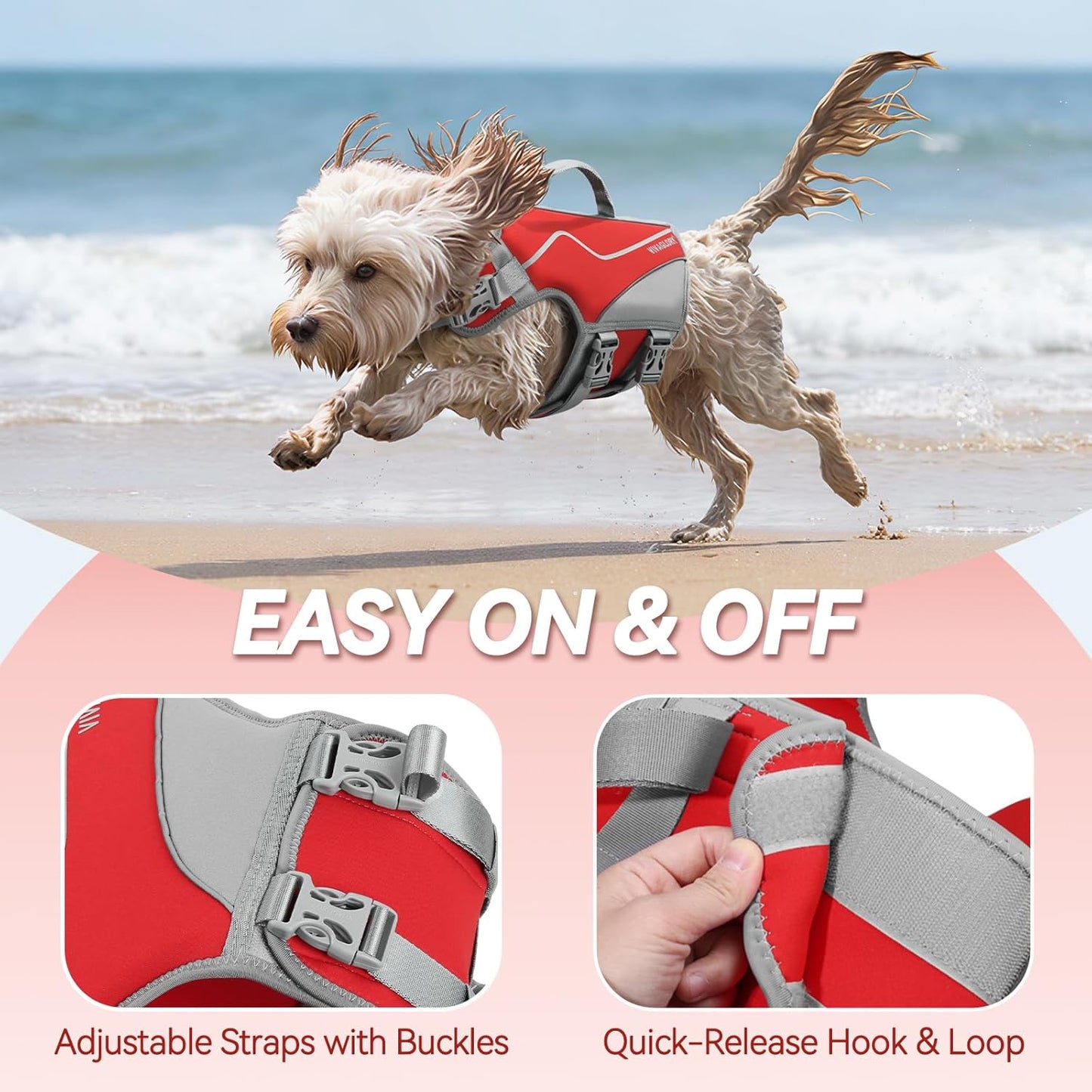 New Neoprene Sports Style Dog Life Jackets, Snug & Safer Dog Life Vest with Superior Buoyancy & Rescue Handle